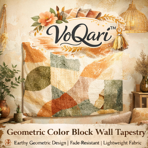 VoQari™ Geometric Color Block Wall Tapestry – Boho Modern Fabric Wall Art Hanging for Living Room